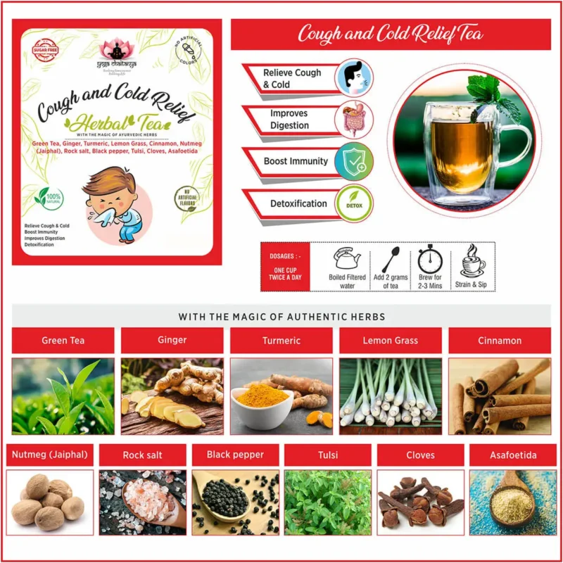 Cough & cold relief herbal tea infographic