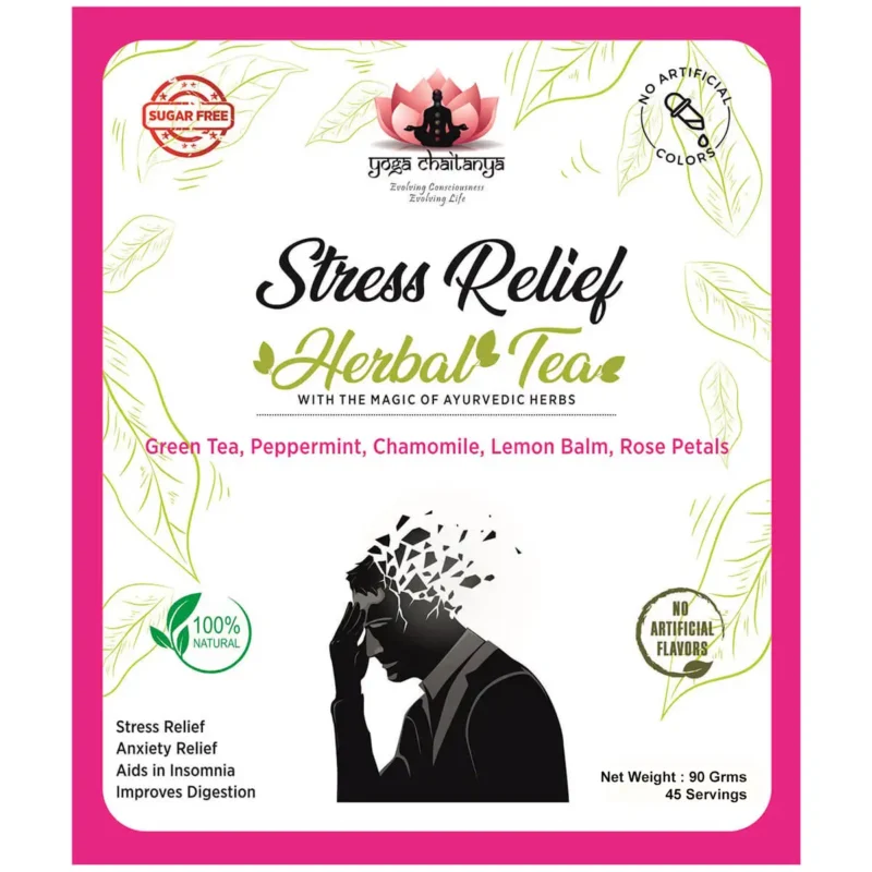 Stress relief herbal tea front sticker