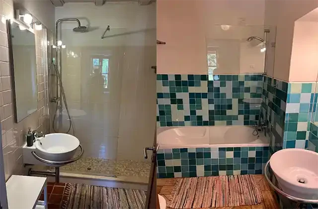 Clean bathroom and toilet facility at yoga retreat in Portugal